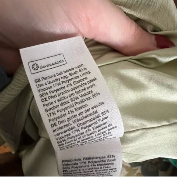 & Other Stories Layered Belted Strapless Midi Dress in Light Green - Picture 8 of 8